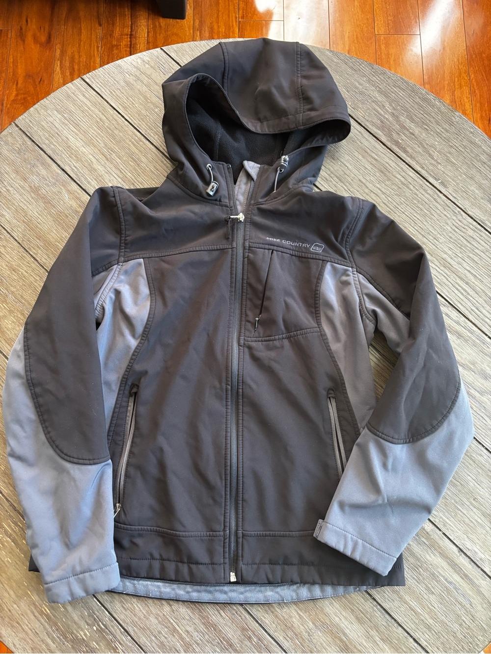 Kids Hooded Softshell Jacket - Dark Gray/Light Gray Free Country Size Small